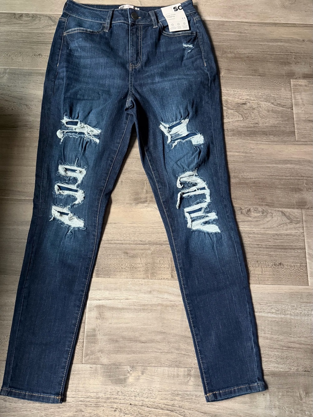 SO Dark Blue Ripped Skinny Jeans